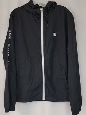 Element Black Hooded Windbreaker with White Zipper